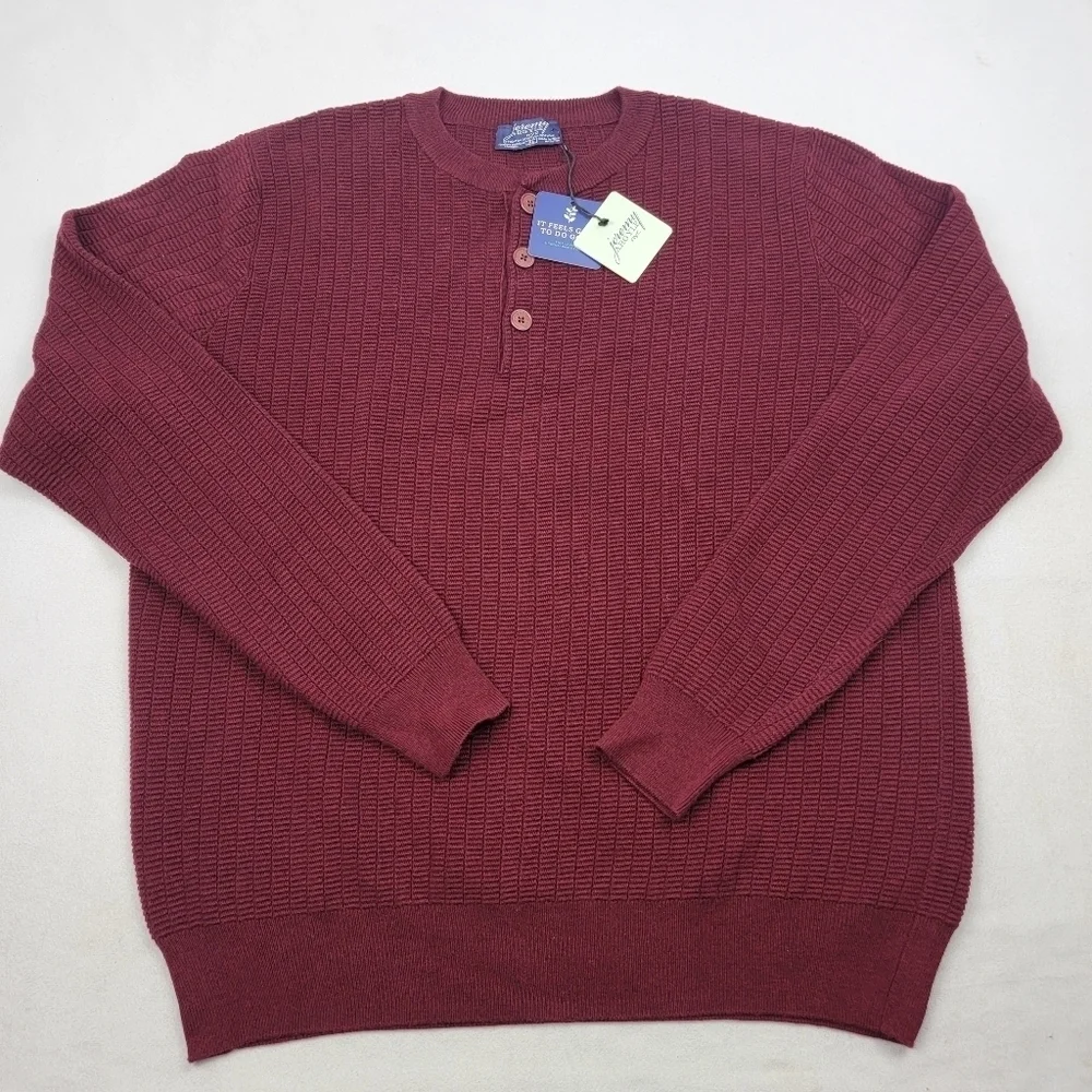 NWT Jeremy Argyle NYC wool blend heavy fair labor burgundy‎ henley B22